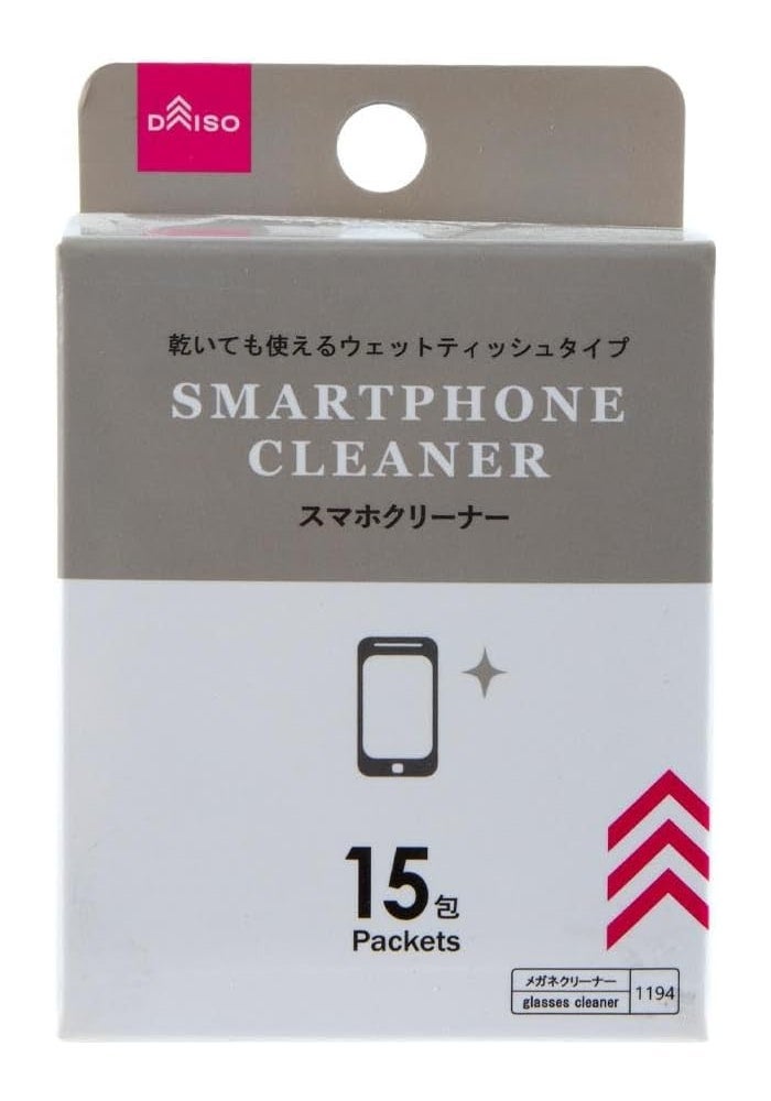 Daiso Smartphone Wet Wipes Cleaner - 15 Packets - Image 1